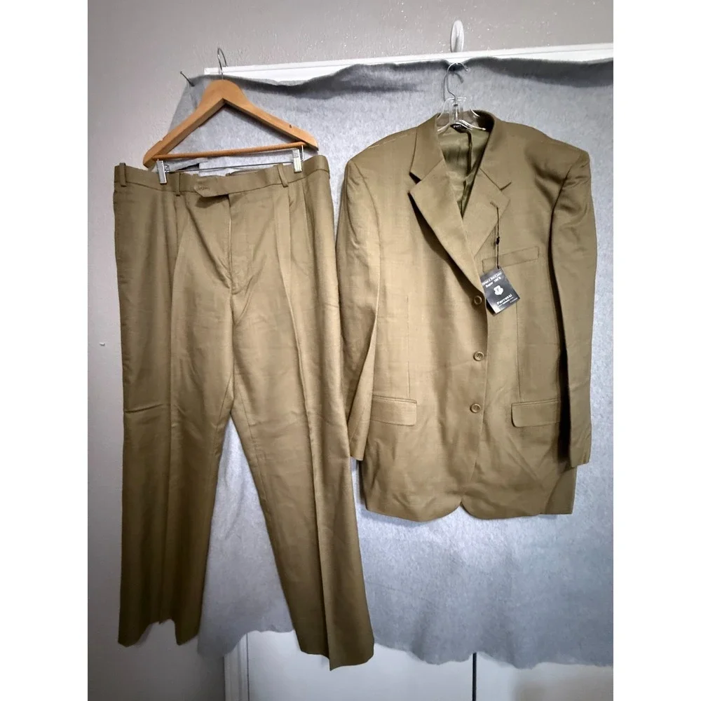 Ferretti Uomo Suit Men's 46 R Jacket 43L Pants Italian Gold Merino Wool NWT $199